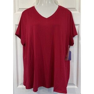 Fit Collective Soft V Neck Plus Size 3X Red Shirt Top Casual Fitness Stretch